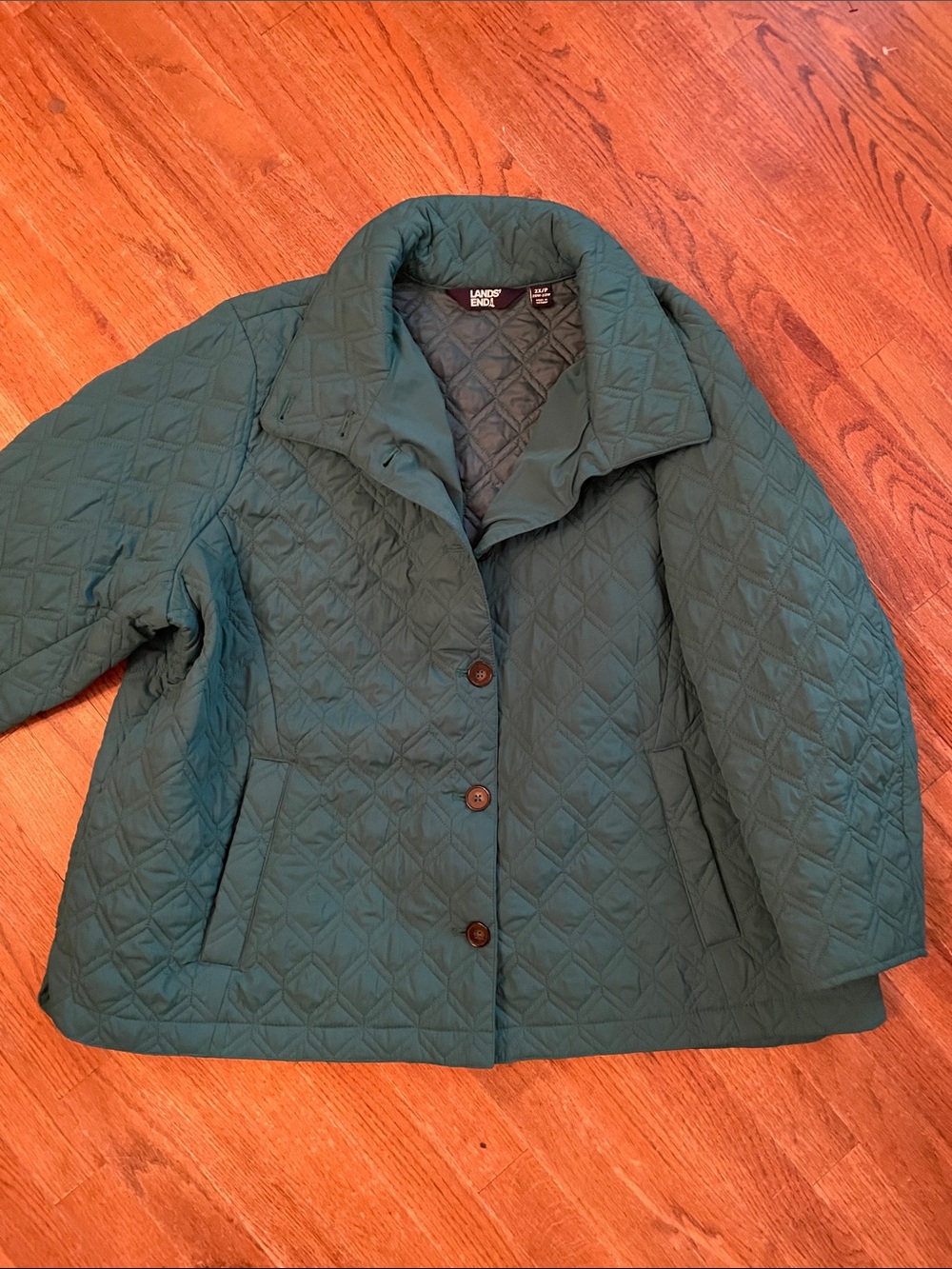 Lands' End Teal Quilted Puffer Jacket for Women 2x petite